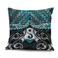 New Zealand Maori Pillow Cover Poutama Pikorua - Single Twist Paua Shell