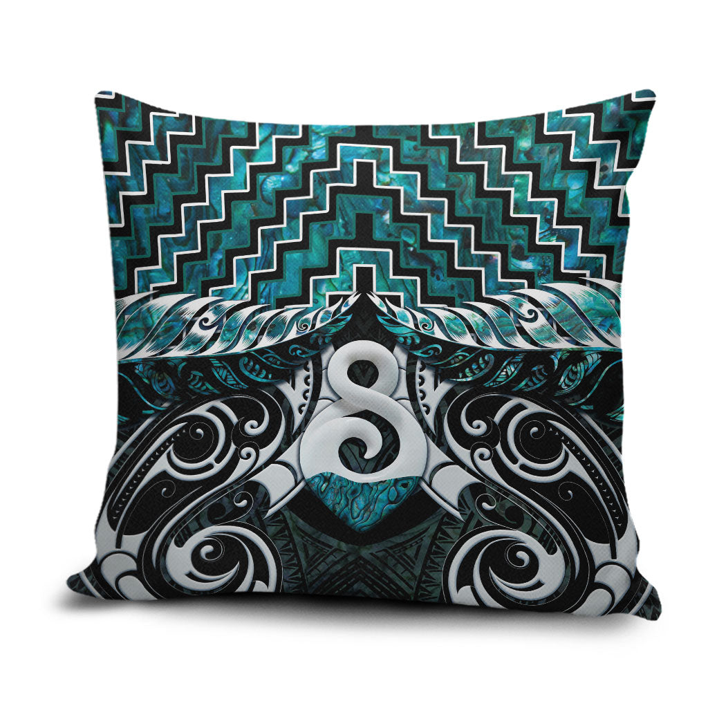 New Zealand Maori Pillow Cover Poutama Pikorua - Single Twist Paua Shell
