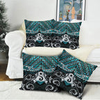 New Zealand Maori Pillow Cover Poutama Pikorua - Single Twist Paua Shell
