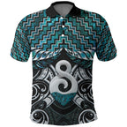 New Zealand Maori Polo Shirt Poutama Pikorua - Single Twist Paua Shell