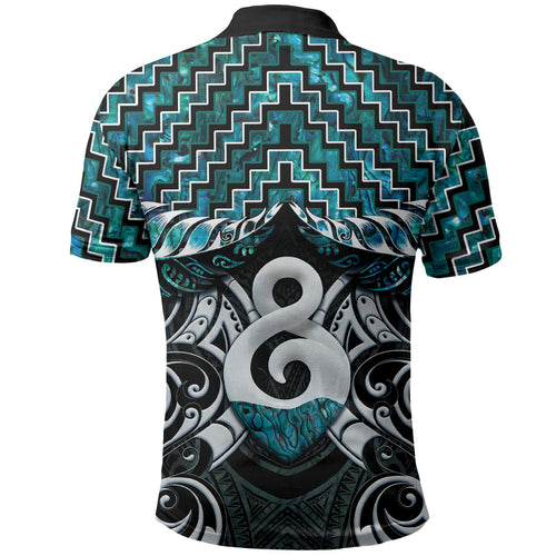 New Zealand Maori Polo Shirt Poutama Pikorua - Single Twist Paua Shell LT05