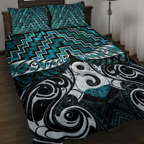 New Zealand Maori Quilt Bed Set Poutama Pikorua - Single Twist Paua Shell