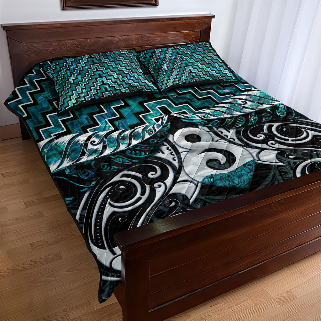 New Zealand Maori Quilt Bed Set Poutama Pikorua - Single Twist Paua Shell