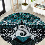 New Zealand Maori Round Carpet Poutama Pikorua - Single Twist Paua Shell
