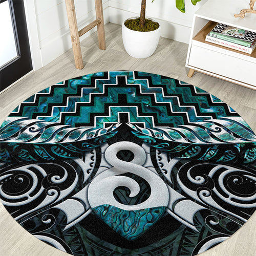 New Zealand Maori Round Carpet Poutama Pikorua - Single Twist Paua Shell