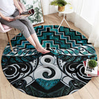 New Zealand Maori Round Carpet Poutama Pikorua - Single Twist Paua Shell