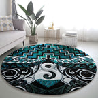 New Zealand Maori Round Carpet Poutama Pikorua - Single Twist Paua Shell