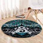 New Zealand Maori Round Carpet Poutama Pikorua - Single Twist Paua Shell