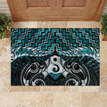 New Zealand Maori Rubber Doormat Poutama Pikorua - Single Twist Paua Shell