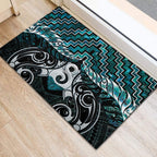 New Zealand Maori Rubber Doormat Poutama Pikorua - Single Twist Paua Shell