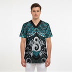 New Zealand Maori Scrub Top Poutama Pikorua - Single Twist Paua Shell