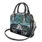 New Zealand Maori Shoulder Handbag Poutama Pikorua - Single Twist Paua Shell