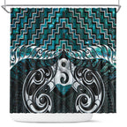 New Zealand Maori Shower Curtain Poutama Pikorua - Single Twist Paua Shell