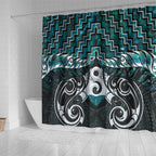 New Zealand Maori Shower Curtain Poutama Pikorua - Single Twist Paua Shell