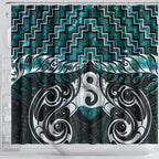 New Zealand Maori Shower Curtain Poutama Pikorua - Single Twist Paua Shell