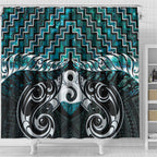 New Zealand Maori Shower Curtain Poutama Pikorua - Single Twist Paua Shell