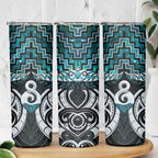 New Zealand Maori Skinny Tumbler Poutama Pikorua - Single Twist Paua Shell