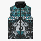 New Zealand Maori Sleeveless Puffer Jacket Poutama Pikorua - Single Twist Paua Shell