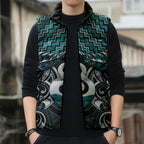 New Zealand Maori Sleeveless Puffer Jacket Poutama Pikorua - Single Twist Paua Shell