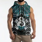 New Zealand Maori Sleeveless Zip Hoodie Poutama Pikorua - Single Twist Paua Shell