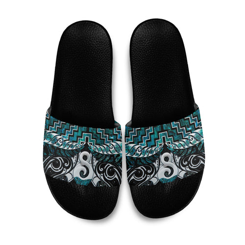 New Zealand Maori Slide Sandals Poutama Pikorua - Single Twist Paua Shell