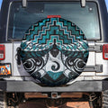 New Zealand Maori Spare Tire Cover Poutama Pikorua - Single Twist Paua Shell