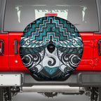 New Zealand Maori Spare Tire Cover Poutama Pikorua - Single Twist Paua Shell