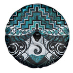 New Zealand Maori Spare Tire Cover Poutama Pikorua - Single Twist Paua Shell