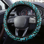 New Zealand Maori Steering Wheel Cover Poutama Pikorua - Single Twist Paua Shell