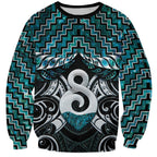 New Zealand Maori Sweatshirt Poutama Pikorua - Single Twist Paua Shell