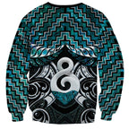 New Zealand Maori Sweatshirt Poutama Pikorua - Single Twist Paua Shell