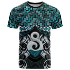 New Zealand Maori T Shirt Poutama Pikorua - Single Twist Paua Shell