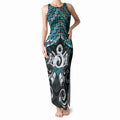 New Zealand Maori Tank Maxi Dress Poutama Pikorua - Single Twist Paua Shell