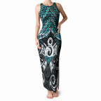 New Zealand Maori Tank Maxi Dress Poutama Pikorua - Single Twist Paua Shell