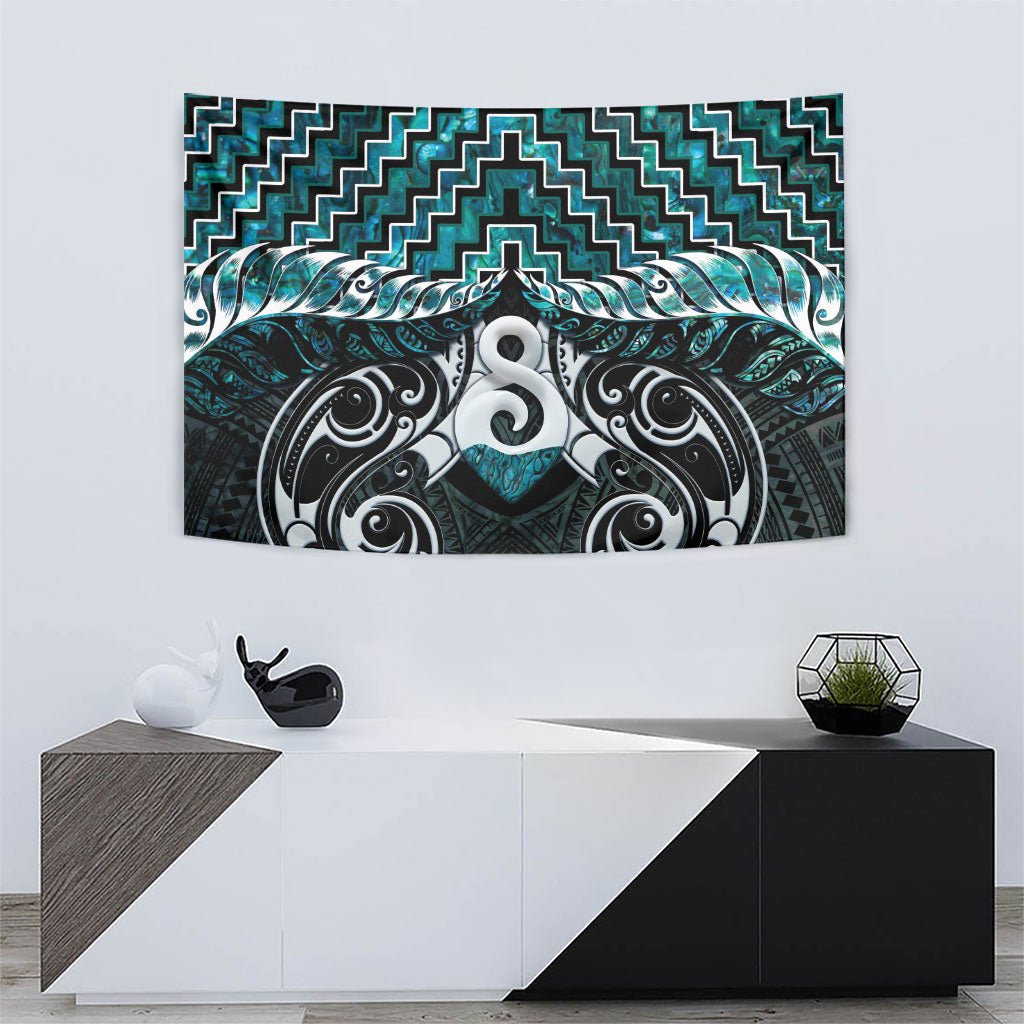 New Zealand Maori Tapestry Poutama Pikorua - Single Twist Paua Shell
