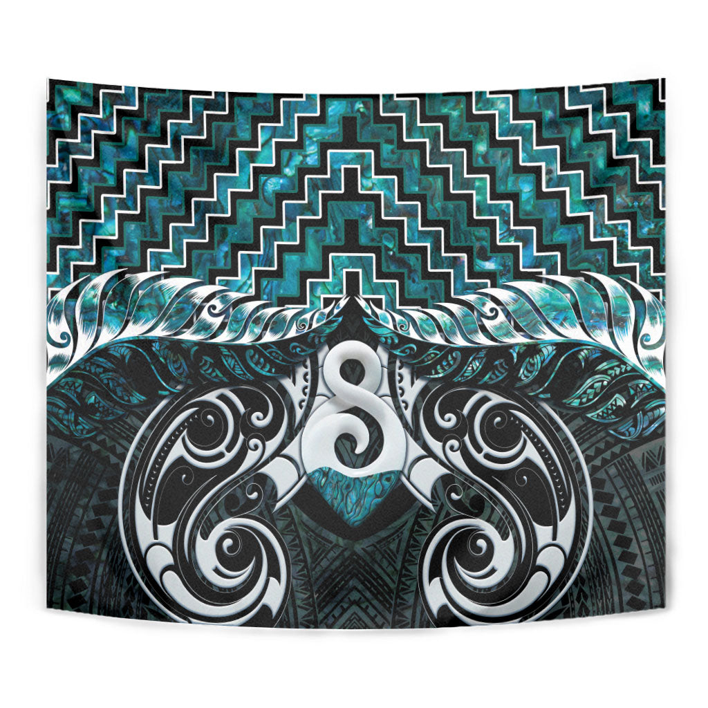 New Zealand Maori Tapestry Poutama Pikorua - Single Twist Paua Shell