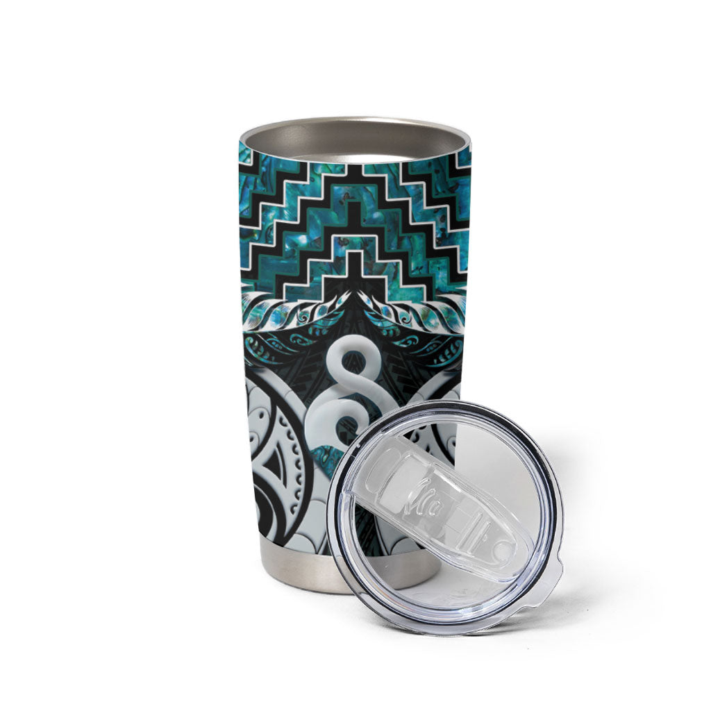 New Zealand Maori Tumbler Cup Poutama Pikorua - Single Twist Paua Shell