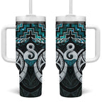 New Zealand Maori Tumbler With Handle Poutama Pikorua - Single Twist Paua Shell