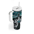 New Zealand Maori Tumbler With Handle Poutama Pikorua - Single Twist Paua Shell