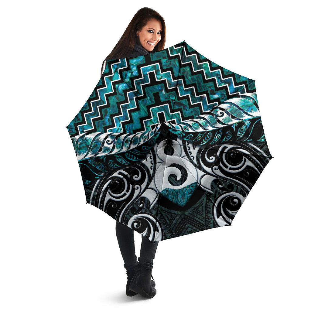 New Zealand Maori Umbrella Poutama Pikorua - Single Twist Paua Shell