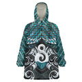 New Zealand Maori Wearable Blanket Hoodie Poutama Pikorua - Single Twist Paua Shell