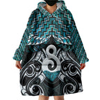 New Zealand Maori Wearable Blanket Hoodie Poutama Pikorua - Single Twist Paua Shell