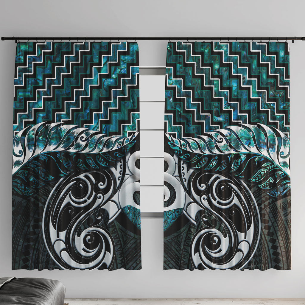 New Zealand Maori Window Curtain Poutama Pikorua - Single Twist Paua Shell