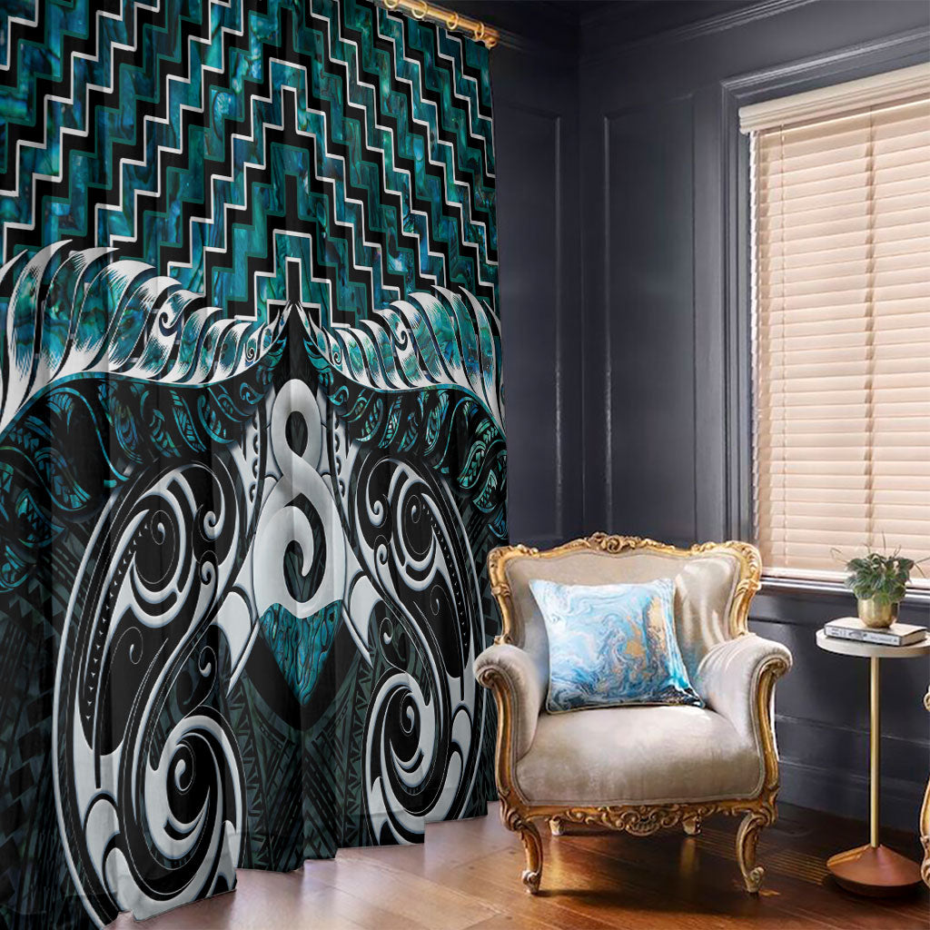New Zealand Maori Window Curtain Poutama Pikorua - Single Twist Paua Shell
