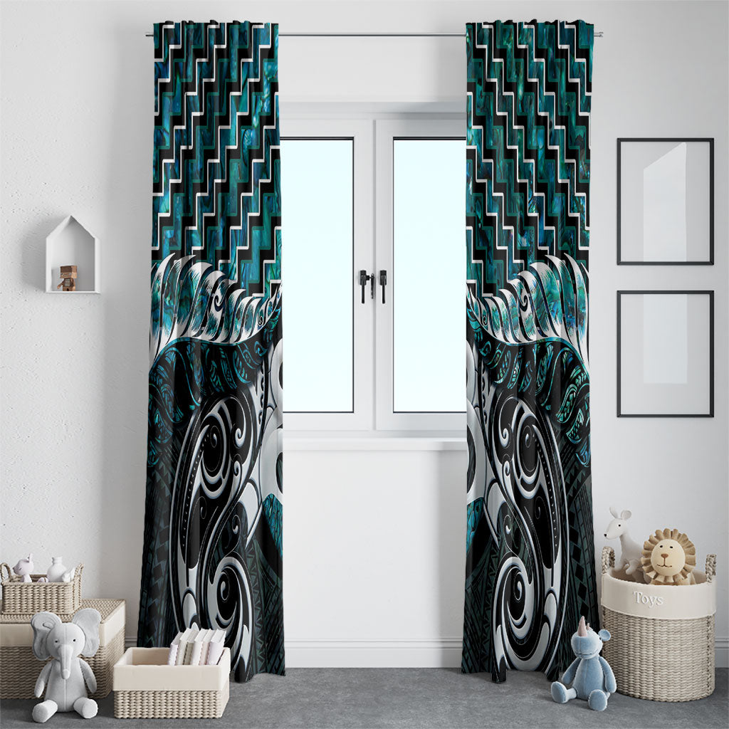 New Zealand Maori Window Curtain Poutama Pikorua - Single Twist Paua Shell