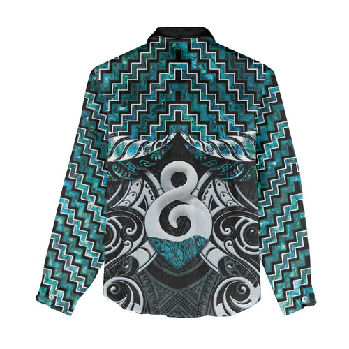 New Zealand Maori Women Casual Shirt Poutama Pikorua - Single Twist Paua Shell