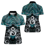 New Zealand Maori Women Polo Shirt Poutama Pikorua - Single Twist Paua Shell