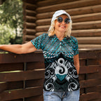 New Zealand Maori Women Polo Shirt Poutama Pikorua - Single Twist Paua Shell
