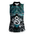 New Zealand Maori Women Sleeveless Polo Shirt Poutama Pikorua - Single Twist Paua Shell