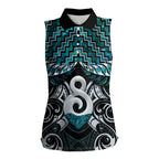 New Zealand Maori Women Sleeveless Polo Shirt Poutama Pikorua - Single Twist Paua Shell